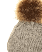 Ladies Michy Cable Knit Bobble Hat Fuax Poms - Grey | Evercreatures- Evercreatures® Official