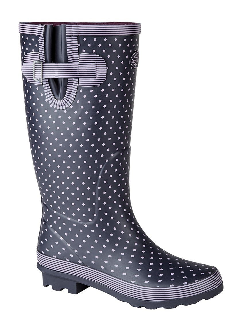 Woodland Womens Wide Top Black Polka Dot Tall Wellington Boots | Woodland- Evercreatures® Official