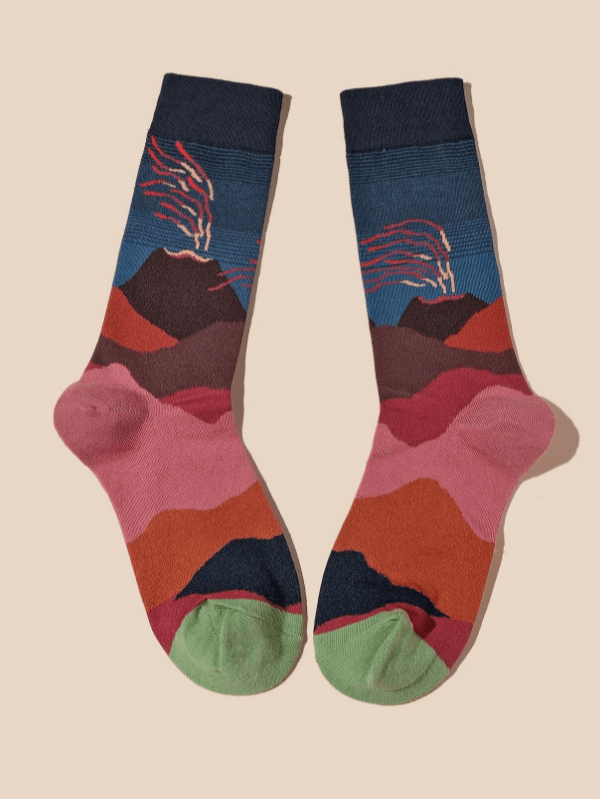 Womens Block Volcano Crew Cotton Socks | Evercreatures- Evercreatures® Official