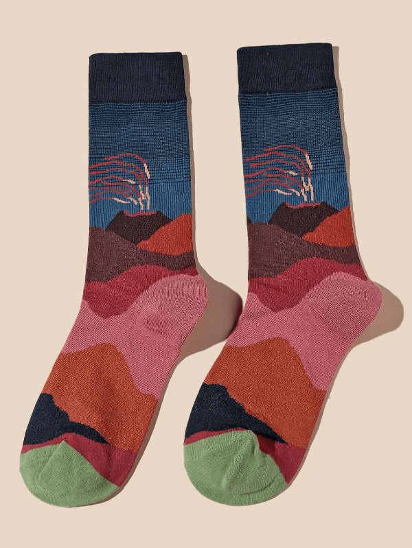 Womens Block Volcano Crew Cotton Socks | Evercreatures- Evercreatures® Official